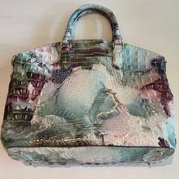 Brahmin Embossed Leather Multi Pastel Colored Handbag - Picture 3 of 16